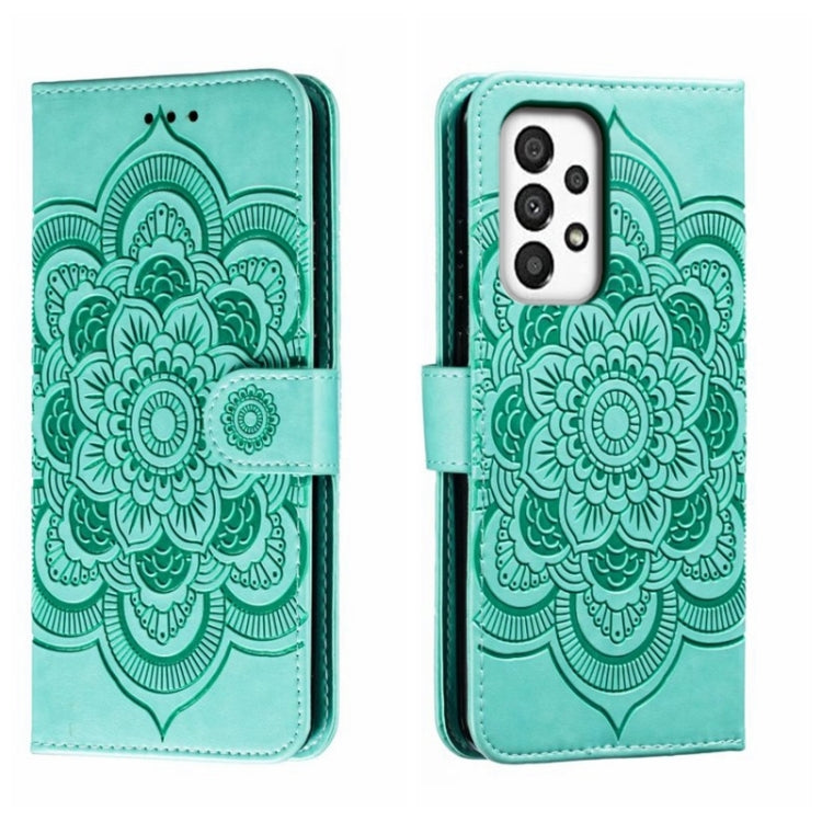 Sun Mandala Embossing Pattern Phone Leather Case, For Samsung Galaxy A04e, For Samsung Galaxy A14 4G, For Samsung Galaxy A24 5G, For Samsung Galaxy A34 5G, For Samsung Galaxy A54 5G, For Samsung Galaxy S23 5G