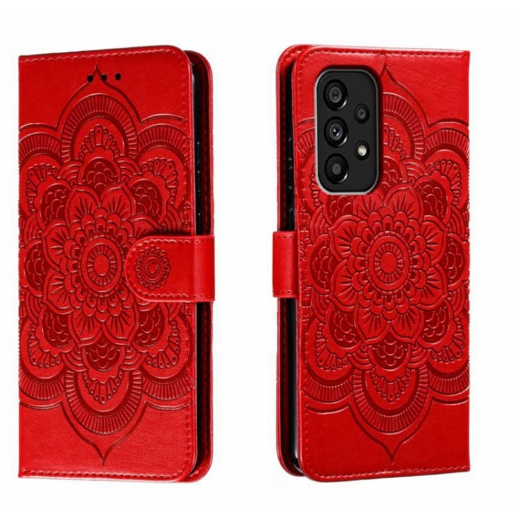 Sun Mandala Embossing Pattern Phone Leather Case, For Samsung Galaxy A04e, For Samsung Galaxy A14 4G, For Samsung Galaxy A24 5G, For Samsung Galaxy A34 5G, For Samsung Galaxy A54 5G, For Samsung Galaxy S23 5G