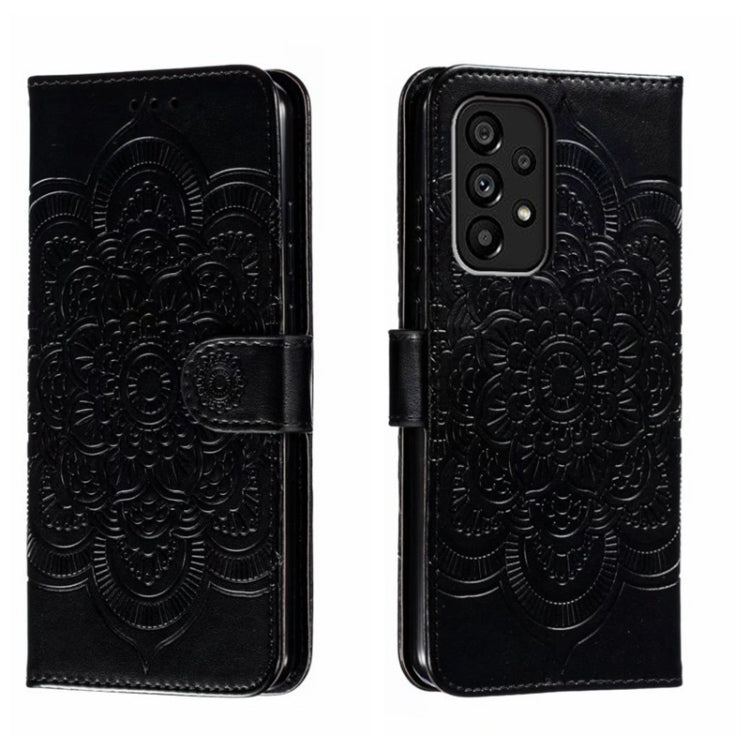 Sun Mandala Embossing Pattern Phone Leather Case, For Samsung Galaxy A04e, For Samsung Galaxy A14 4G, For Samsung Galaxy A24 5G, For Samsung Galaxy A34 5G, For Samsung Galaxy A54 5G, For Samsung Galaxy S23 5G