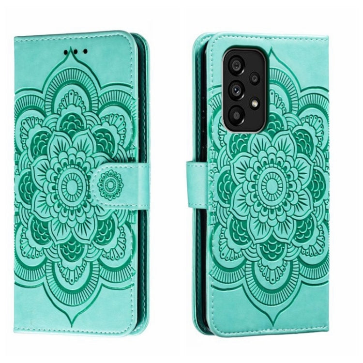 Sun Mandala Embossing Pattern Phone Leather Case, For Samsung Galaxy A04e, For Samsung Galaxy A14 4G, For Samsung Galaxy A24 5G, For Samsung Galaxy A34 5G, For Samsung Galaxy A54 5G, For Samsung Galaxy S23 5G