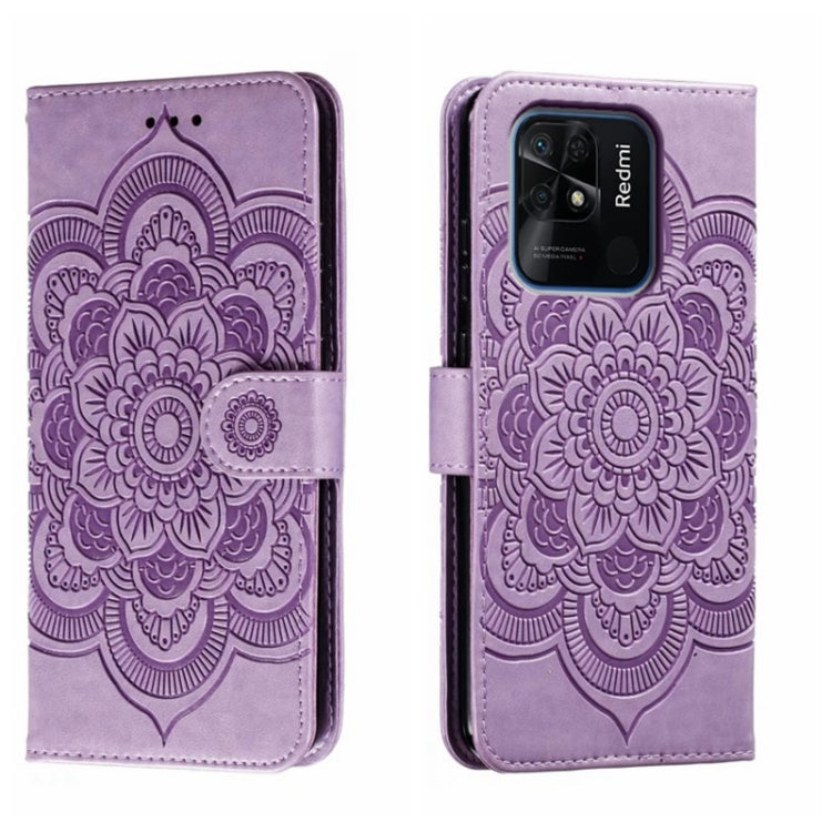 Sun Mandala Embossing Pattern Phone Leather Case, For Xiaomi Redmi 10C, For Xiaomi Redmi 12C, For Xiaomi Redmi A1, For Xiaomi Redmi K50 Ultra, For Xiaomi Redmi K60, For Xiaomi Redmi Note 12 5G Global