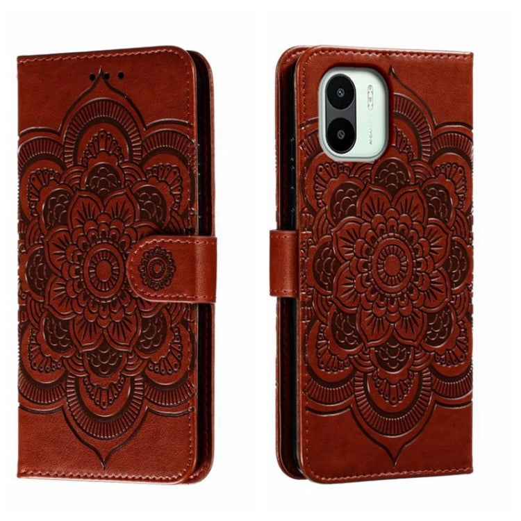 Sun Mandala Embossing Pattern Phone Leather Case, For Xiaomi Redmi 10C, For Xiaomi Redmi 12C, For Xiaomi Redmi A1, For Xiaomi Redmi K50 Ultra, For Xiaomi Redmi K60, For Xiaomi Redmi Note 12 5G Global