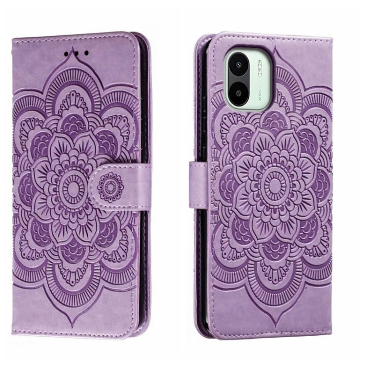 Sun Mandala Embossing Pattern Phone Leather Case, For Xiaomi Redmi 10C, For Xiaomi Redmi 12C, For Xiaomi Redmi A1, For Xiaomi Redmi K50 Ultra, For Xiaomi Redmi K60, For Xiaomi Redmi Note 12 5G Global