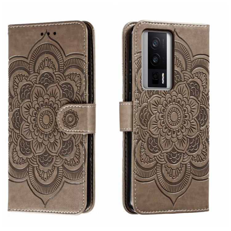 Sun Mandala Embossing Pattern Phone Leather Case, For Xiaomi Redmi 10C, For Xiaomi Redmi 12C, For Xiaomi Redmi A1, For Xiaomi Redmi K50 Ultra, For Xiaomi Redmi K60, For Xiaomi Redmi Note 12 5G Global