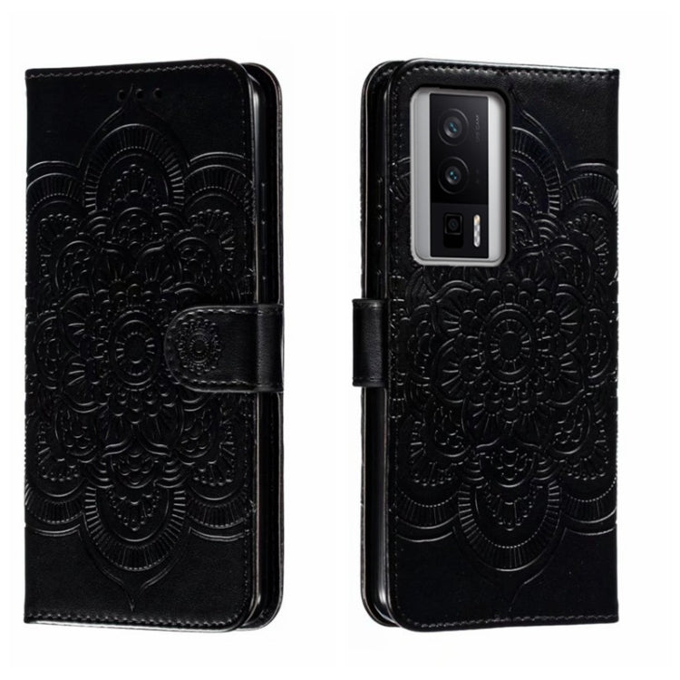 Sun Mandala Embossing Pattern Phone Leather Case, For Xiaomi Redmi 10C, For Xiaomi Redmi 12C, For Xiaomi Redmi A1, For Xiaomi Redmi K50 Ultra, For Xiaomi Redmi K60, For Xiaomi Redmi Note 12 5G Global