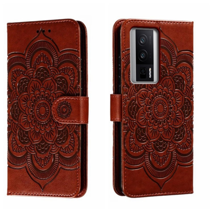 Sun Mandala Embossing Pattern Phone Leather Case, For Xiaomi Redmi 10C, For Xiaomi Redmi 12C, For Xiaomi Redmi A1, For Xiaomi Redmi K50 Ultra, For Xiaomi Redmi K60, For Xiaomi Redmi Note 12 5G Global