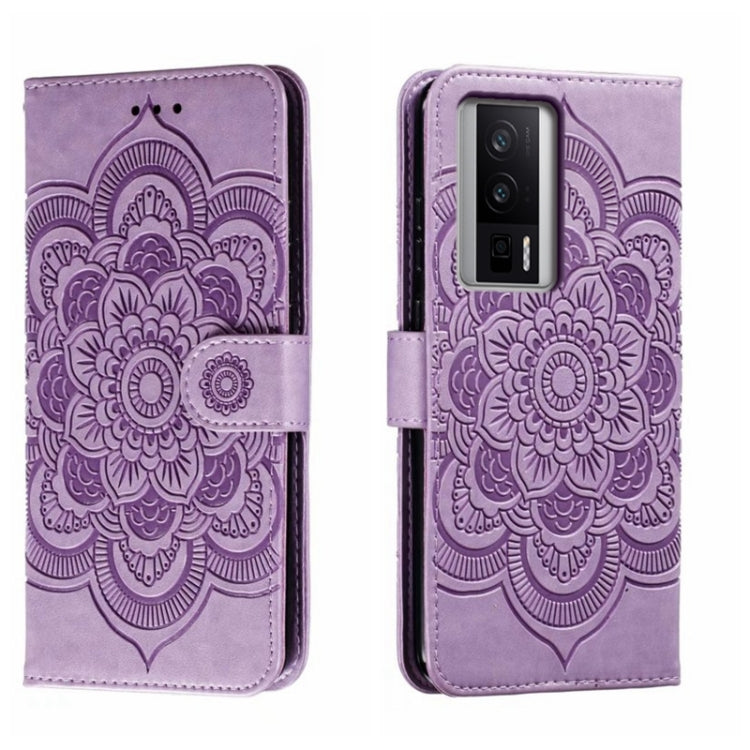 Sun Mandala Embossing Pattern Phone Leather Case, For Xiaomi Redmi 10C, For Xiaomi Redmi 12C, For Xiaomi Redmi A1, For Xiaomi Redmi K50 Ultra, For Xiaomi Redmi K60, For Xiaomi Redmi Note 12 5G Global