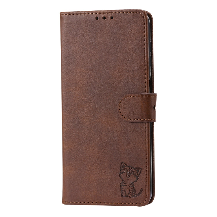 Embossed Happy Cat Pattern Flip Leather Phone Case, For Samsung Galaxy A54 5G, For Samsung Galaxy A34 5G, For Samsung Galaxy S23 5G, For Samsung Galaxy S23+ 5G, For Samsung Galaxy S23 Ultra 5G, For Google Pixel 7a, For Sony Xperia 5 IV