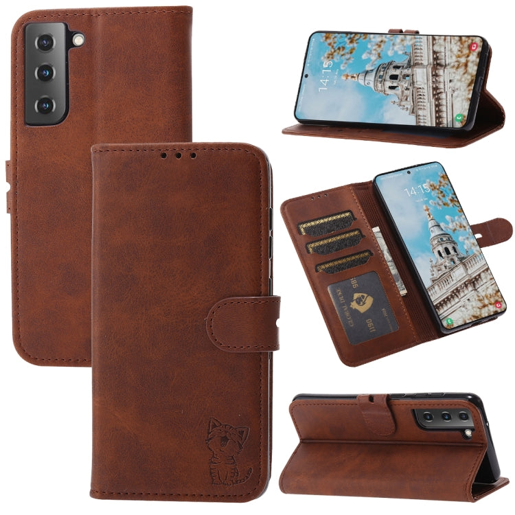 Embossed Happy Cat Pattern Flip Leather Phone Case, For Samsung Galaxy A54 5G, For Samsung Galaxy A34 5G, For Samsung Galaxy S23 5G, For Samsung Galaxy S23+ 5G, For Samsung Galaxy S23 Ultra 5G, For Google Pixel 7a, For Sony Xperia 5 IV