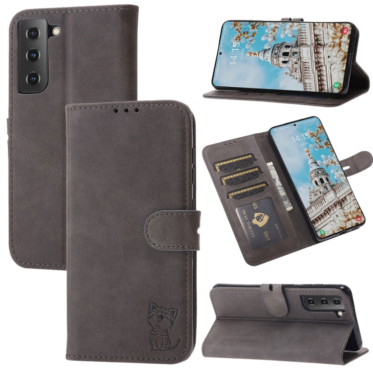 Embossed Happy Cat Pattern Flip Leather Phone Case, For Samsung Galaxy A54 5G, For Samsung Galaxy A34 5G, For Samsung Galaxy S23 5G, For Samsung Galaxy S23+ 5G, For Samsung Galaxy S23 Ultra 5G, For Google Pixel 7a, For Sony Xperia 5 IV