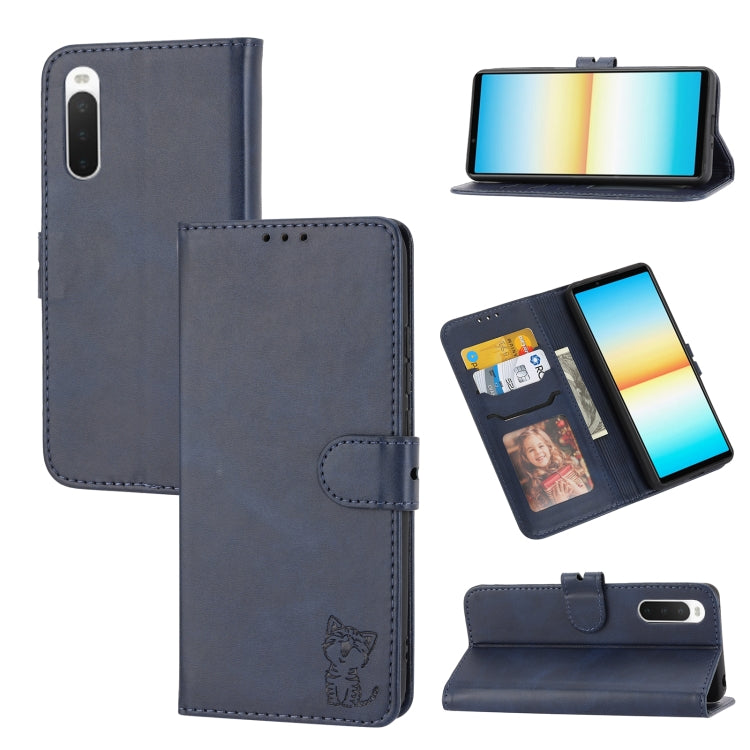 Embossed Happy Cat Pattern Flip Leather Phone Case, For Samsung Galaxy A54 5G, For Samsung Galaxy A34 5G, For Samsung Galaxy S23 5G, For Samsung Galaxy S23+ 5G, For Samsung Galaxy S23 Ultra 5G, For Google Pixel 7a, For Sony Xperia 5 IV