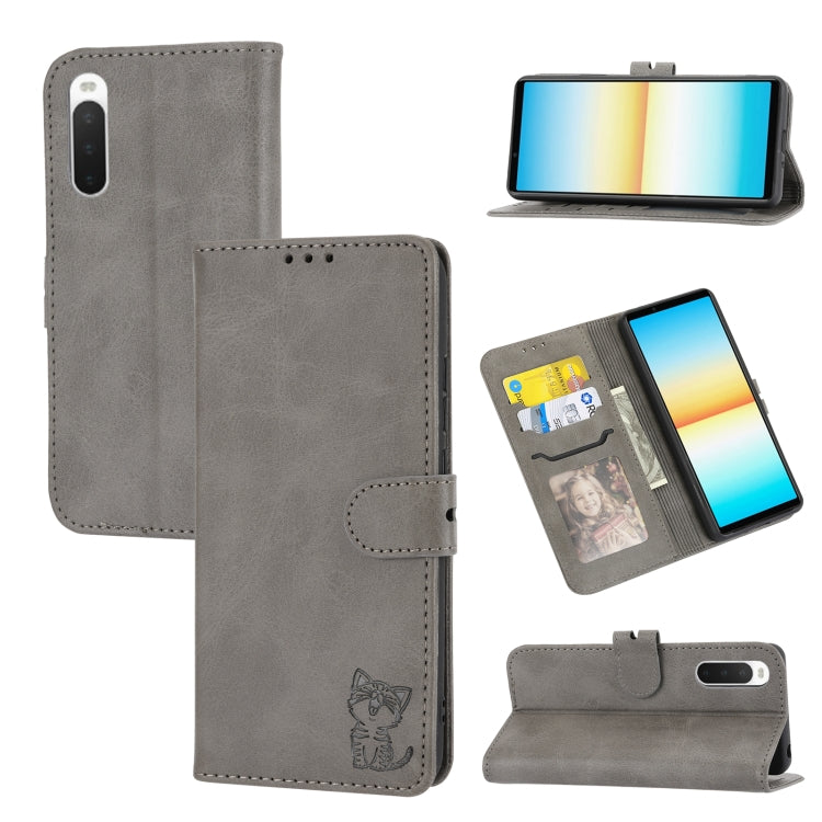 Embossed Happy Cat Pattern Flip Leather Phone Case, For Samsung Galaxy A54 5G, For Samsung Galaxy A34 5G, For Samsung Galaxy S23 5G, For Samsung Galaxy S23+ 5G, For Samsung Galaxy S23 Ultra 5G, For Google Pixel 7a, For Sony Xperia 5 IV