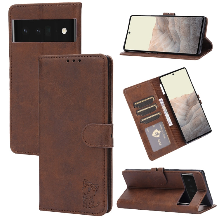 Embossed Happy Cat Pattern Flip Leather Phone Case, For Samsung Galaxy A54 5G, For Samsung Galaxy A34 5G, For Samsung Galaxy S23 5G, For Samsung Galaxy S23+ 5G, For Samsung Galaxy S23 Ultra 5G, For Google Pixel 7a, For Sony Xperia 5 IV