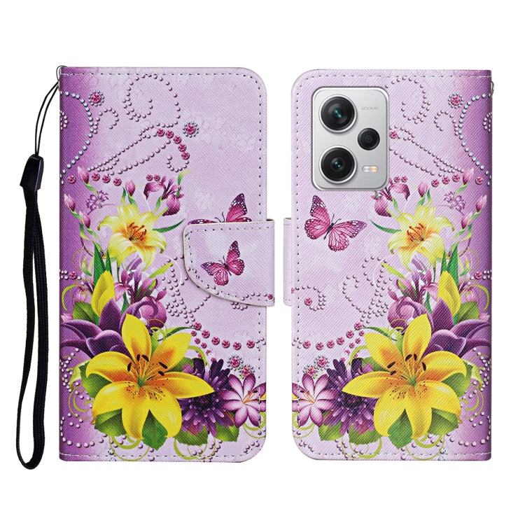 Colored Drawing Pattern Flip Leather Phone Case, For Xiaomi Redmi Note 12 Pro 5G/Poco X5 Pro