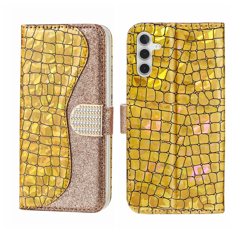 Laser Glitter Powder Crocodile Texture Leather Phone Case, For Samsung Galaxy A24 4G, For Samsung Galaxy A34 5G, For Samsung Galaxy A54 5G