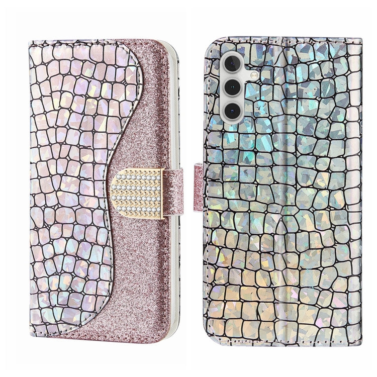 Laser Glitter Powder Crocodile Texture Leather Phone Case, For Samsung Galaxy A24 4G, For Samsung Galaxy A34 5G, For Samsung Galaxy A54 5G