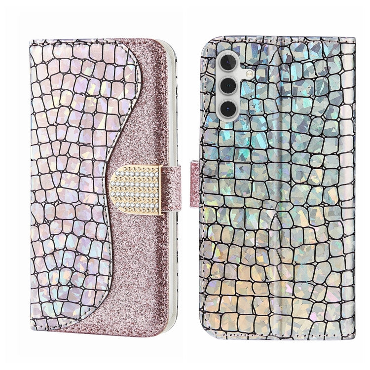 Laser Glitter Powder Crocodile Texture Leather Phone Case, For Samsung Galaxy A24 4G, For Samsung Galaxy A34 5G, For Samsung Galaxy A54 5G