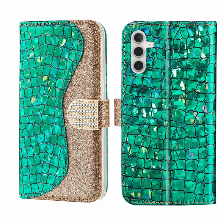 Laser Glitter Powder Crocodile Texture Leather Phone Case, For Samsung Galaxy A24 4G, For Samsung Galaxy A34 5G, For Samsung Galaxy A54 5G
