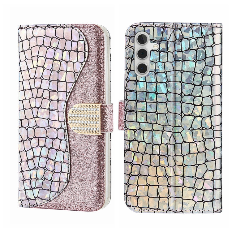 Laser Glitter Powder Crocodile Texture Leather Phone Case, For Samsung Galaxy A24 4G, For Samsung Galaxy A34 5G, For Samsung Galaxy A54 5G