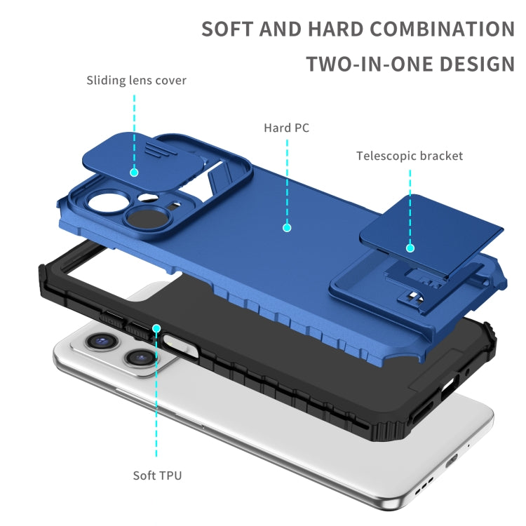 Stereoscopic Holder Sliding Camshield Phone Case, For Xiaomi Redmi Note 12 5G / Poco X5, For Xiaomi Redmi Note 12 Pro 5G / Poco X5 Pro