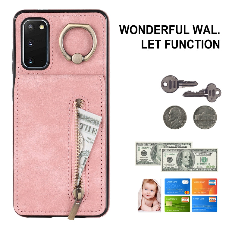 Retro Ring and Zipper RFID Card Slot Phone Case, For Samsung Galaxy S20, For Samsung Galaxy S20+, For Samsung Galaxy S20 Ultra, For Samsung Galaxy S20 FE, For Samsung Galaxy Note20, For Samsung Galaxy Note20 Ultra, For Samsung Galaxy Note10            ...