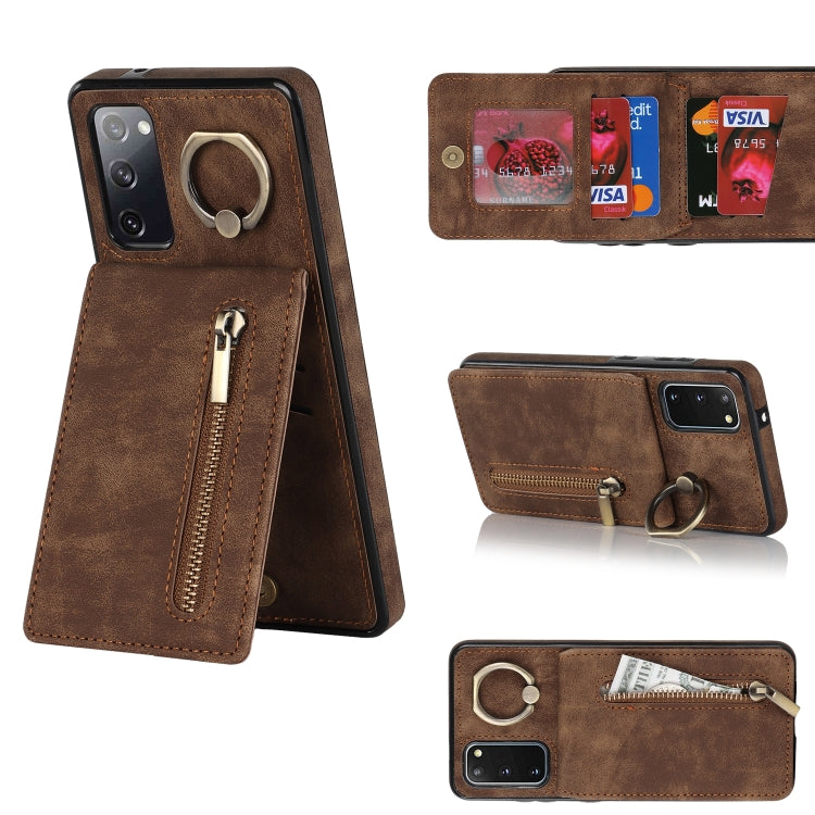 Retro Ring and Zipper RFID Card Slot Phone Case, For Samsung Galaxy S20, For Samsung Galaxy S20+, For Samsung Galaxy S20 Ultra, For Samsung Galaxy S20 FE, For Samsung Galaxy Note20, For Samsung Galaxy Note20 Ultra, For Samsung Galaxy Note10            ...