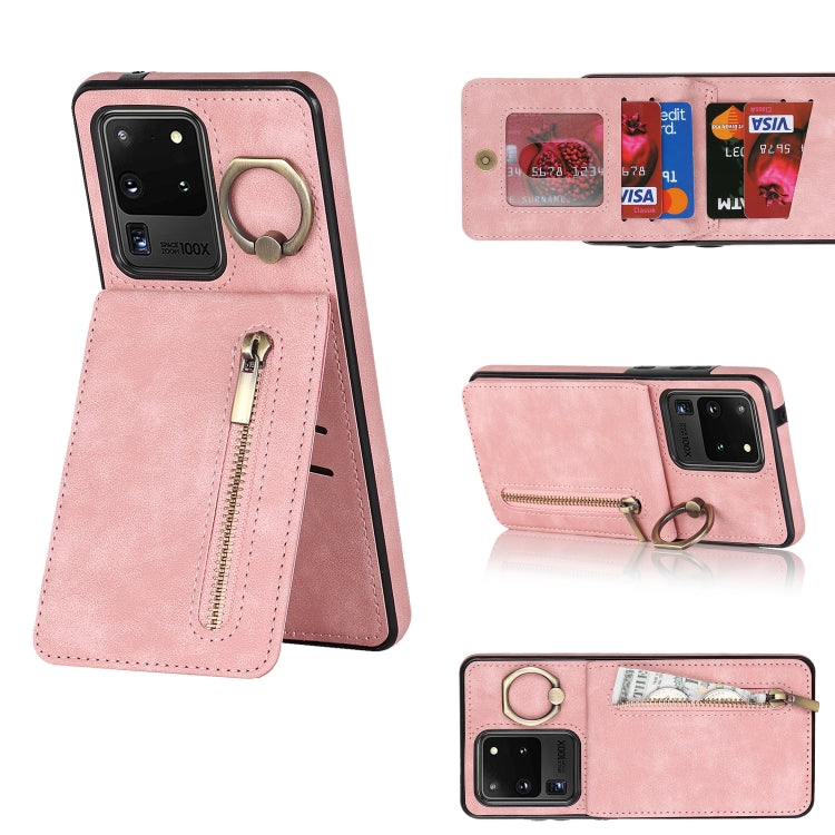 Retro Ring and Zipper RFID Card Slot Phone Case, For Samsung Galaxy S20, For Samsung Galaxy S20+, For Samsung Galaxy S20 Ultra, For Samsung Galaxy S20 FE, For Samsung Galaxy Note20, For Samsung Galaxy Note20 Ultra, For Samsung Galaxy Note10            ...