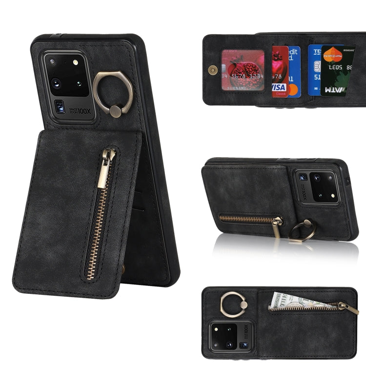Retro Ring and Zipper RFID Card Slot Phone Case, For Samsung Galaxy S20, For Samsung Galaxy S20+, For Samsung Galaxy S20 Ultra, For Samsung Galaxy S20 FE, For Samsung Galaxy Note20, For Samsung Galaxy Note20 Ultra, For Samsung Galaxy Note10            ...