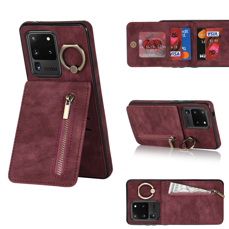 Retro Ring and Zipper RFID Card Slot Phone Case, For Samsung Galaxy S20, For Samsung Galaxy S20+, For Samsung Galaxy S20 Ultra, For Samsung Galaxy S20 FE, For Samsung Galaxy Note20, For Samsung Galaxy Note20 Ultra, For Samsung Galaxy Note10            ...