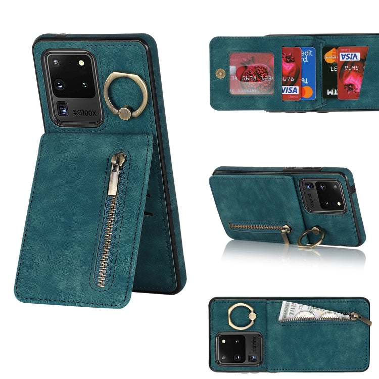 Retro Ring and Zipper RFID Card Slot Phone Case, For Samsung Galaxy S20, For Samsung Galaxy S20+, For Samsung Galaxy S20 Ultra, For Samsung Galaxy S20 FE, For Samsung Galaxy Note20, For Samsung Galaxy Note20 Ultra, For Samsung Galaxy Note10            ...