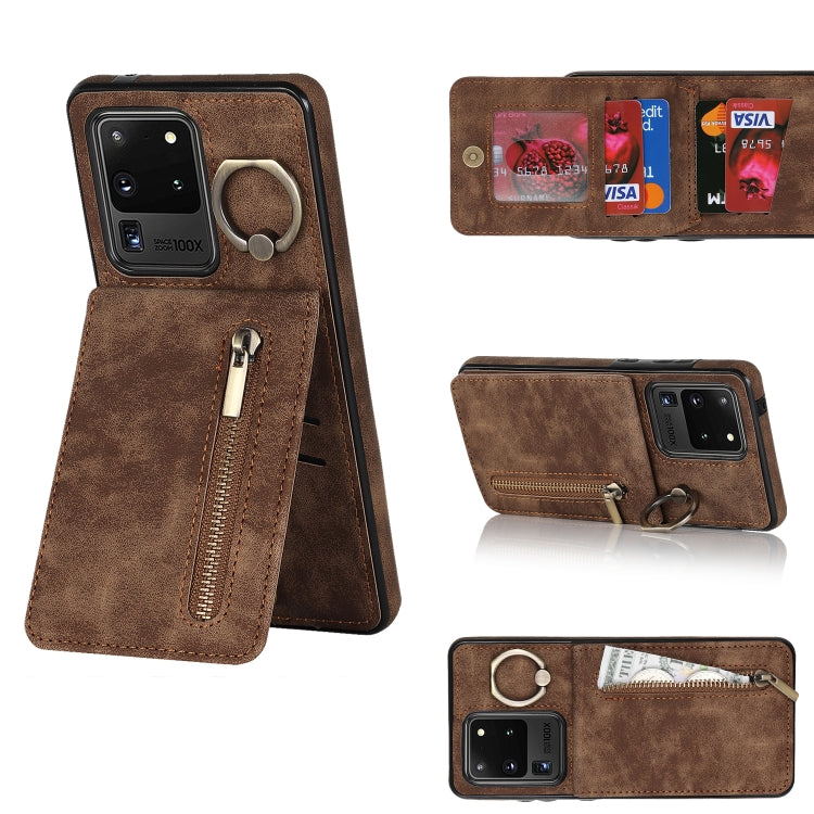 Retro Ring and Zipper RFID Card Slot Phone Case, For Samsung Galaxy S20, For Samsung Galaxy S20+, For Samsung Galaxy S20 Ultra, For Samsung Galaxy S20 FE, For Samsung Galaxy Note20, For Samsung Galaxy Note20 Ultra, For Samsung Galaxy Note10            ...