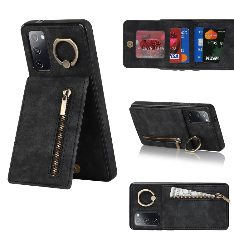 Retro Ring and Zipper RFID Card Slot Phone Case, For Samsung Galaxy S20, For Samsung Galaxy S20+, For Samsung Galaxy S20 Ultra, For Samsung Galaxy S20 FE, For Samsung Galaxy Note20, For Samsung Galaxy Note20 Ultra, For Samsung Galaxy Note10            ...
