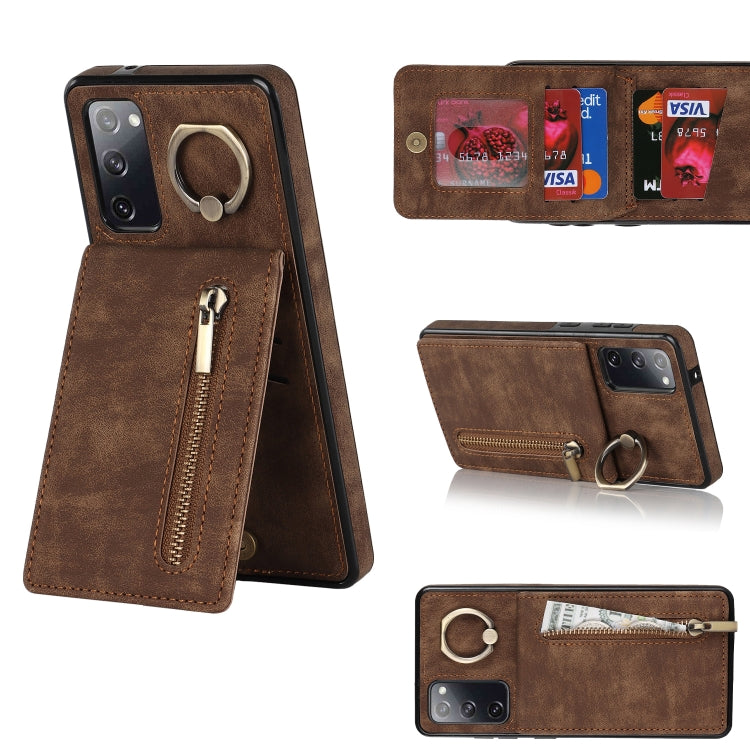 Retro Ring and Zipper RFID Card Slot Phone Case, For Samsung Galaxy S20, For Samsung Galaxy S20+, For Samsung Galaxy S20 Ultra, For Samsung Galaxy S20 FE, For Samsung Galaxy Note20, For Samsung Galaxy Note20 Ultra, For Samsung Galaxy Note10            ...