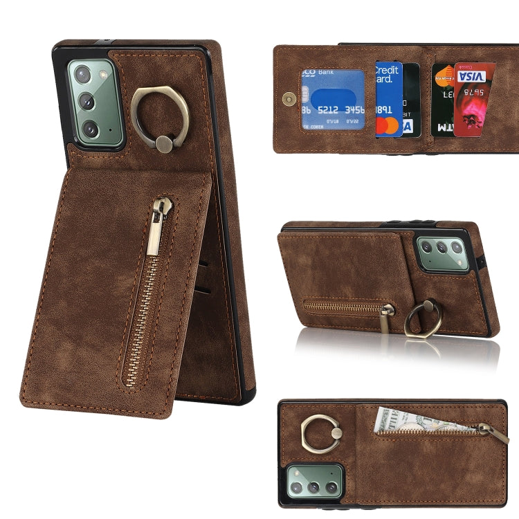 Retro Ring and Zipper RFID Card Slot Phone Case, For Samsung Galaxy S20, For Samsung Galaxy S20+, For Samsung Galaxy S20 Ultra, For Samsung Galaxy S20 FE, For Samsung Galaxy Note20, For Samsung Galaxy Note20 Ultra, For Samsung Galaxy Note10            ...
