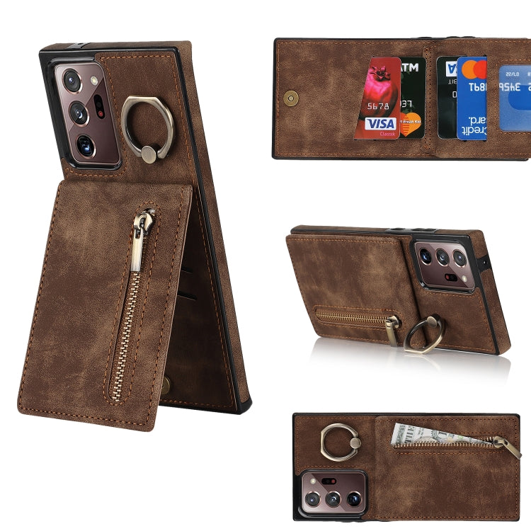 Retro Ring and Zipper RFID Card Slot Phone Case, For Samsung Galaxy S20, For Samsung Galaxy S20+, For Samsung Galaxy S20 Ultra, For Samsung Galaxy S20 FE, For Samsung Galaxy Note20, For Samsung Galaxy Note20 Ultra, For Samsung Galaxy Note10            ...