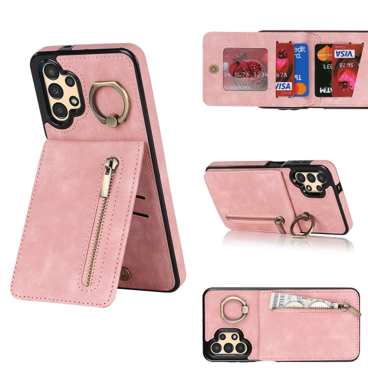 Retro Ring and Zipper RFID Card Slot Phone Case, For Samsung Galaxy A13 4G / 5G, For Samsung Galaxy A51 4G, For Samsung Galaxy A51 5G, For Samsung Galaxy A52 5G, For Samsung Galaxy A71 5G