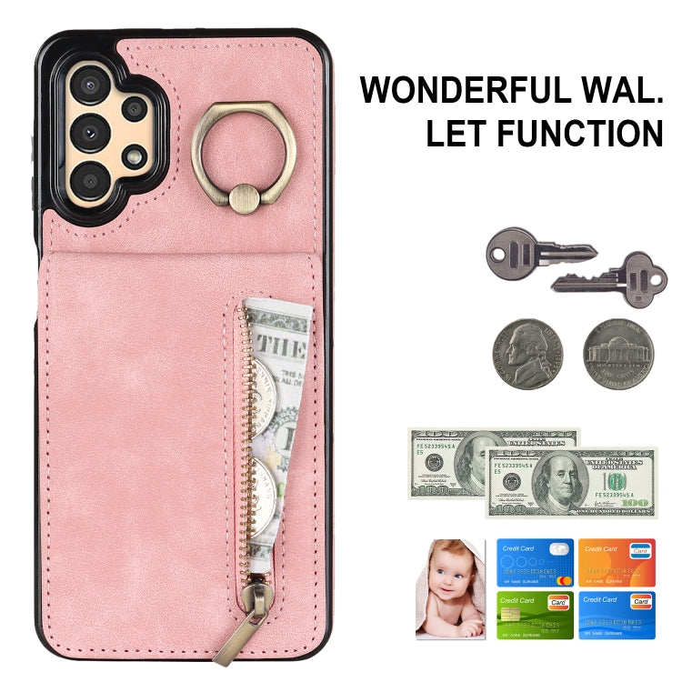Retro Ring and Zipper RFID Card Slot Phone Case, For Samsung Galaxy A13 4G / 5G, For Samsung Galaxy A51 4G, For Samsung Galaxy A51 5G, For Samsung Galaxy A52 5G, For Samsung Galaxy A71 5G