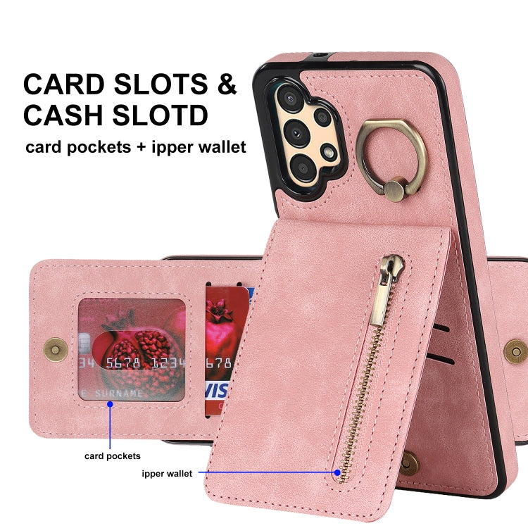 Retro Ring and Zipper RFID Card Slot Phone Case, For Samsung Galaxy A13 4G / 5G, For Samsung Galaxy A51 4G, For Samsung Galaxy A51 5G, For Samsung Galaxy A52 5G, For Samsung Galaxy A71 5G