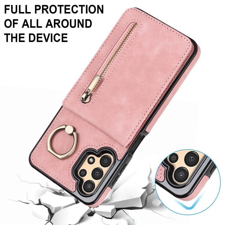 Retro Ring and Zipper RFID Card Slot Phone Case, For Samsung Galaxy A13 4G / 5G, For Samsung Galaxy A51 4G, For Samsung Galaxy A51 5G, For Samsung Galaxy A52 5G, For Samsung Galaxy A71 5G
