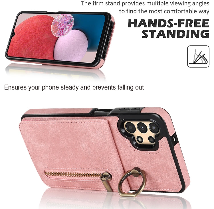 Retro Ring and Zipper RFID Card Slot Phone Case, For Samsung Galaxy A13 4G / 5G, For Samsung Galaxy A51 4G, For Samsung Galaxy A51 5G, For Samsung Galaxy A52 5G, For Samsung Galaxy A71 5G