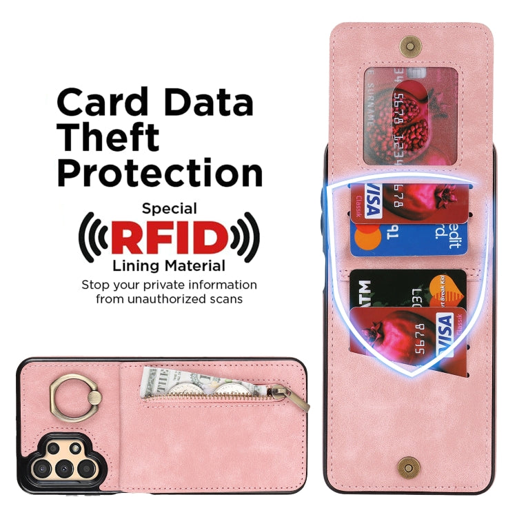 Retro Ring and Zipper RFID Card Slot Phone Case, For Samsung Galaxy A13 4G / 5G, For Samsung Galaxy A51 4G, For Samsung Galaxy A51 5G, For Samsung Galaxy A52 5G, For Samsung Galaxy A71 5G