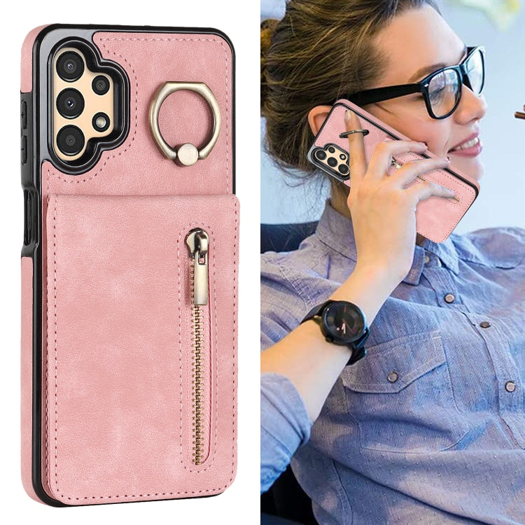 Retro Ring and Zipper RFID Card Slot Phone Case, For Samsung Galaxy A13 4G / 5G, For Samsung Galaxy A51 4G, For Samsung Galaxy A51 5G, For Samsung Galaxy A52 5G, For Samsung Galaxy A71 5G