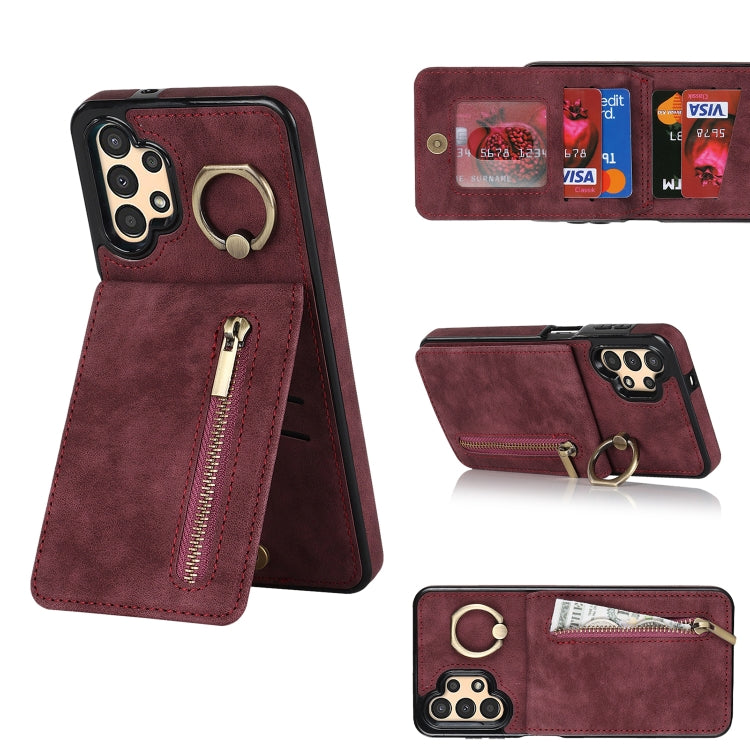 Retro Ring and Zipper RFID Card Slot Phone Case, For Samsung Galaxy A13 4G / 5G, For Samsung Galaxy A51 4G, For Samsung Galaxy A51 5G, For Samsung Galaxy A52 5G, For Samsung Galaxy A71 5G