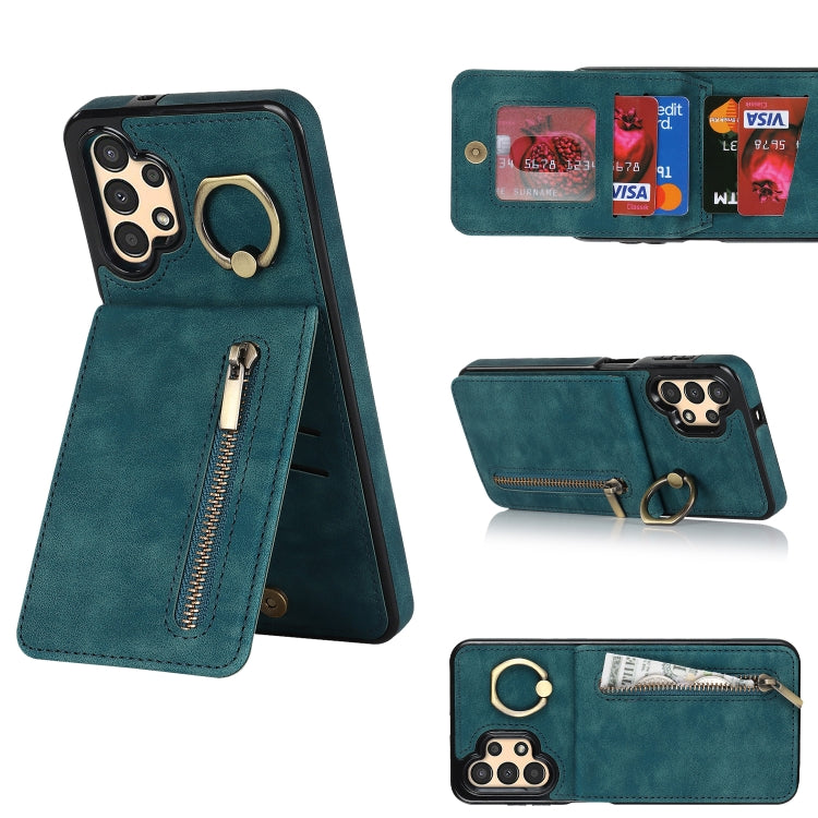 Retro Ring and Zipper RFID Card Slot Phone Case, For Samsung Galaxy A13 4G / 5G, For Samsung Galaxy A51 4G, For Samsung Galaxy A51 5G, For Samsung Galaxy A52 5G, For Samsung Galaxy A71 5G
