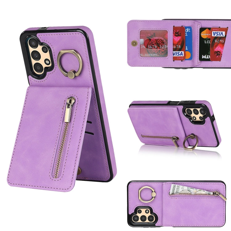 Retro Ring and Zipper RFID Card Slot Phone Case, For Samsung Galaxy A13 4G / 5G, For Samsung Galaxy A51 4G, For Samsung Galaxy A51 5G, For Samsung Galaxy A52 5G, For Samsung Galaxy A71 5G