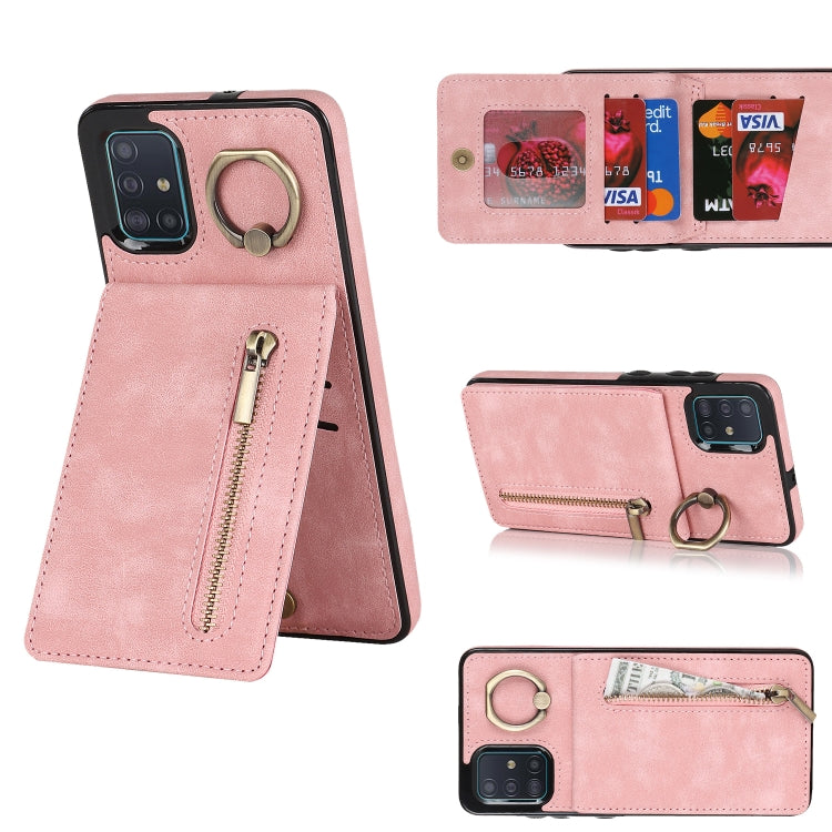 Retro Ring and Zipper RFID Card Slot Phone Case, For Samsung Galaxy A13 4G / 5G, For Samsung Galaxy A51 4G, For Samsung Galaxy A51 5G, For Samsung Galaxy A52 5G, For Samsung Galaxy A71 5G