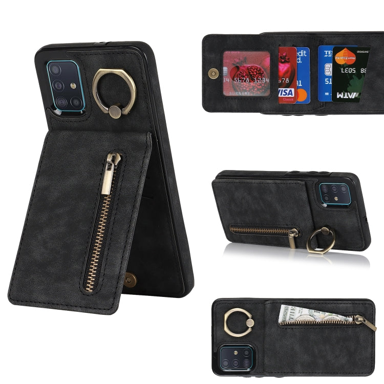 Retro Ring and Zipper RFID Card Slot Phone Case, For Samsung Galaxy A13 4G / 5G, For Samsung Galaxy A51 4G, For Samsung Galaxy A51 5G, For Samsung Galaxy A52 5G, For Samsung Galaxy A71 5G
