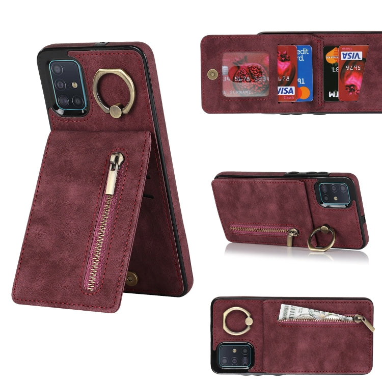 Retro Ring and Zipper RFID Card Slot Phone Case, For Samsung Galaxy A13 4G / 5G, For Samsung Galaxy A51 4G, For Samsung Galaxy A51 5G, For Samsung Galaxy A52 5G, For Samsung Galaxy A71 5G