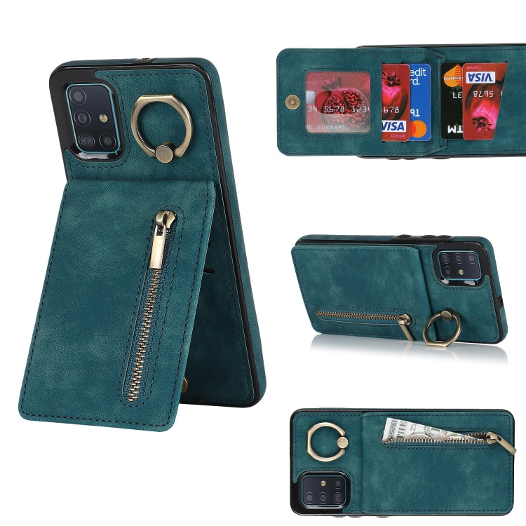 Retro Ring and Zipper RFID Card Slot Phone Case, For Samsung Galaxy A13 4G / 5G, For Samsung Galaxy A51 4G, For Samsung Galaxy A51 5G, For Samsung Galaxy A52 5G, For Samsung Galaxy A71 5G