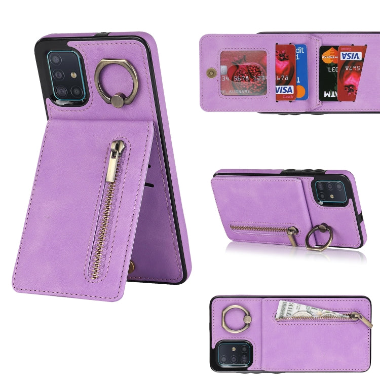 Retro Ring and Zipper RFID Card Slot Phone Case, For Samsung Galaxy A13 4G / 5G, For Samsung Galaxy A51 4G, For Samsung Galaxy A51 5G, For Samsung Galaxy A52 5G, For Samsung Galaxy A71 5G